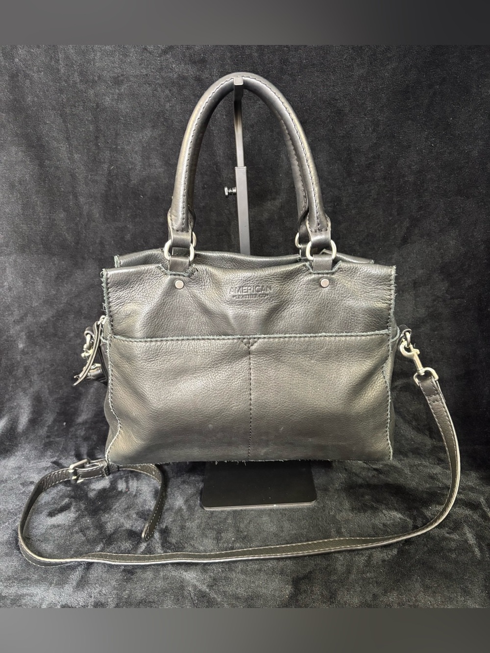 American Leather Co Sequoia Satchel Black Genuine Leather Crossbody Bag